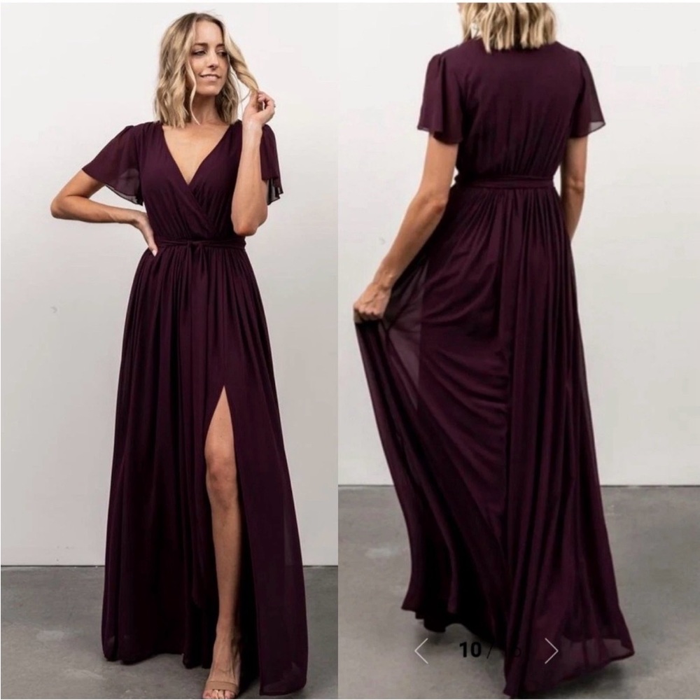 Baltic Born Kristina Eggplant Purple Burgundy  Maxi Dress Gown Medium